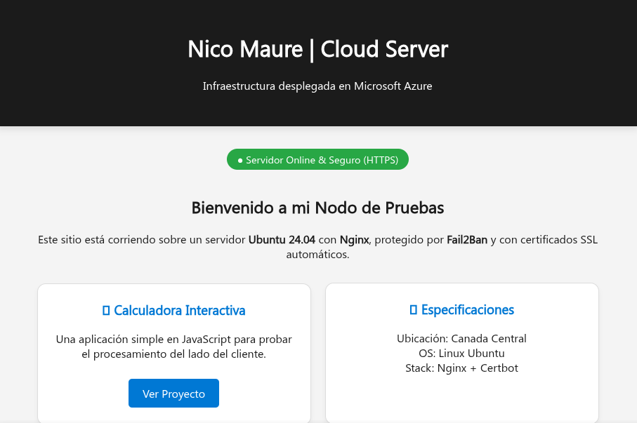 Nodo de Pruebas en Azure